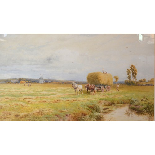 64 - Thomas Pyne 'A Haymaking Scene With Figures And Hay Cart' signed and dated 1888, watercolour, 59 x 8... 