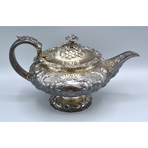 368 - A George IV Silver Three Piece Tea Service comprising teapot, two handled sucrier and cream jug all ... 