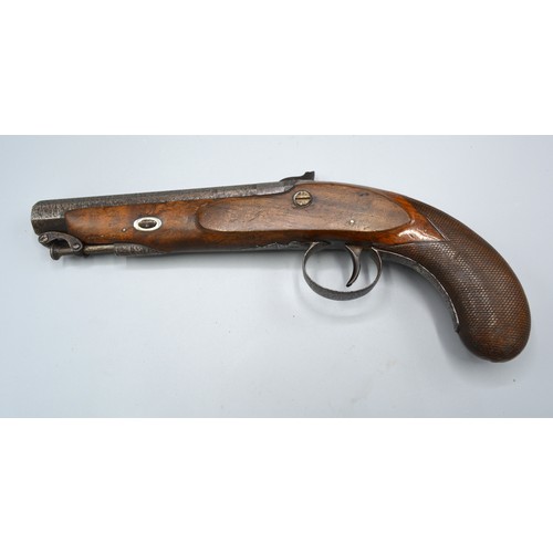 523 - John Blissett Of London, An 18th Century Percussion Pistol with multi rifled barrel 28 cms long