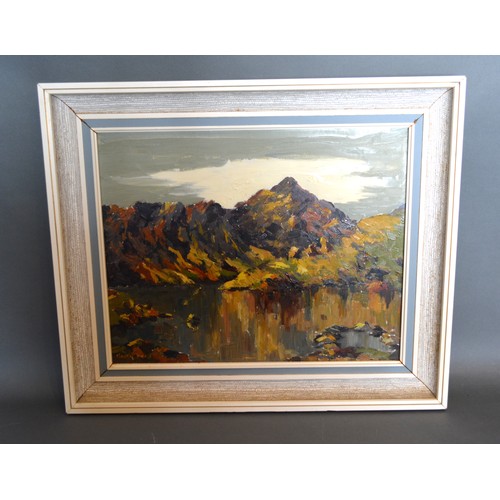 319 - Charles Wyatt Warren 'Snowdon From Llyn Llydaw' oil on board, signed 39 x 49 cms