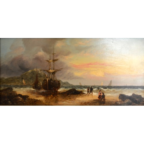 320 - William Anslow Thornley 'Coastal Scene With Figures Before Boats' and another similar, a pair of oil... 