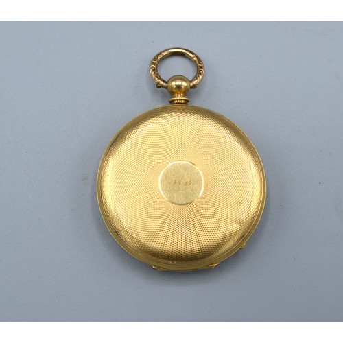 401 - An 18ct. Gold Cased Pocket Watch, the dial with Roman numerals 4cms diameter