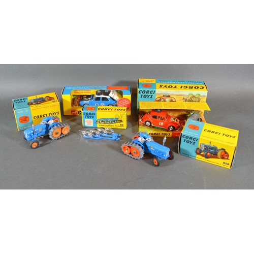 6 - A Corgi Toys Volkswagen 1200 No.256 together with a Hillman Hunter No.302, a Fordson Power Major No.... 