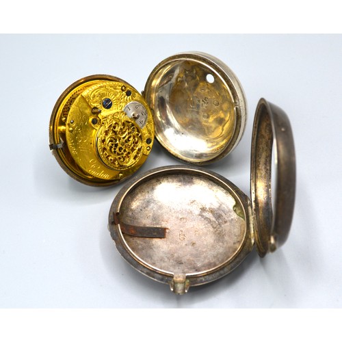 100 - A George III Silver Pair Cased Pocket Watch with verge movement by James Bell, London, London 1815