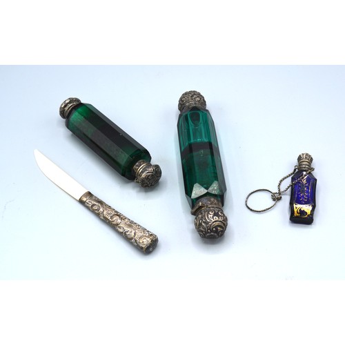 105 - A 19th Century Silver Mounted Double Ended Scent Bottle together with another similar double ended s... 