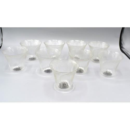 10 - A Collection of Nine Lalique Pavot Pattern Glass Tumblers