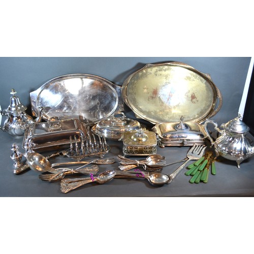 108 - A Collection of Silver Plated Items to include entree dishes, a spirit kettle and other items