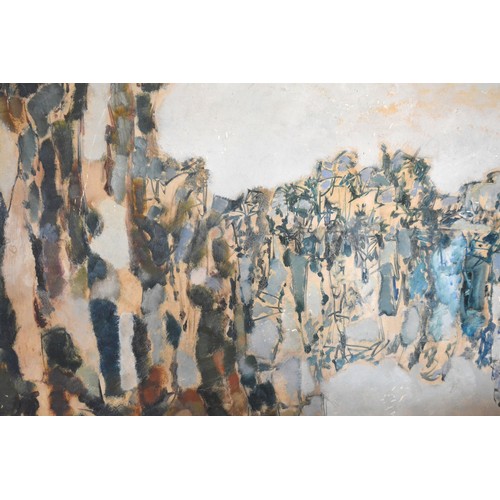 62 - Dzwig abstract oil on board 74cms x 90cms together with another similar by the same artist 74cms x 9... 