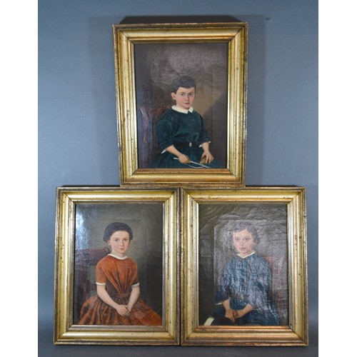 42 - Late 19th/Early 20th Century Continental School 'Portrait Of Three Children Wearing Period Dress Sea... 