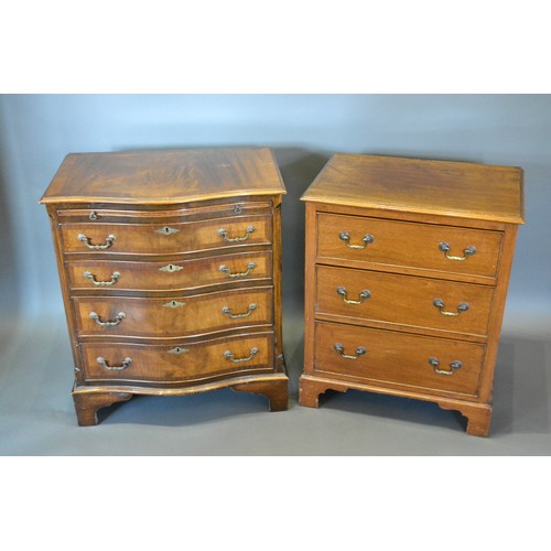 294 - A Mahogany Three Drawer Chest together with a 20th Century mahogany serpentine four drawer chest