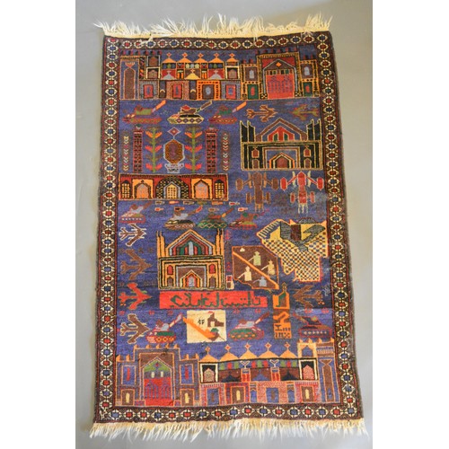 289 - A Northwest Persian rug, with an all over design upon a blue, red and cream ground within mutiple bo... 