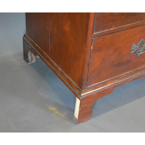 321 - A Regency mahogany secretaire bookcase, the moulded cornice above two astragal glazed doors enclosin... 