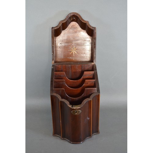 236 - A Regency mahogany serpentine knife box converted to correspondence, 33cms tall