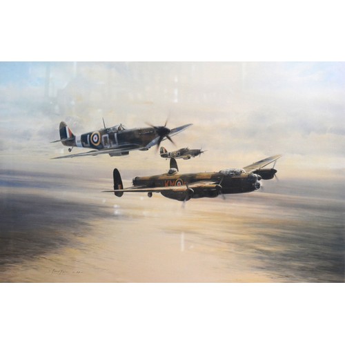 53 - After Robert Taylor 'Memorial Flight' signed by the pilots in pencil 43 x 60 cms together with anoth... 