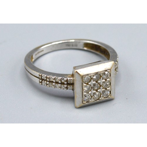 174 - An 18ct. White Gold Square Set Diamond Ring, 3.4gms. ring size M