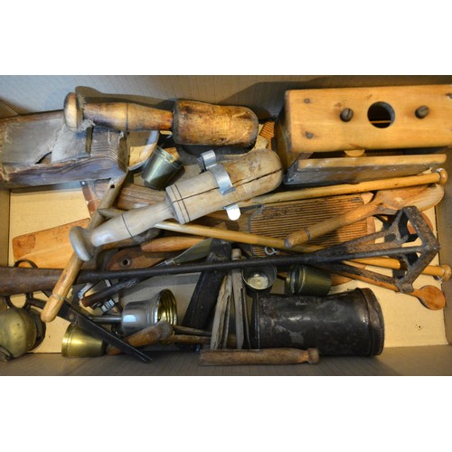 263 - DONATE A Collection of Moulding Planes, Woodworking Tools and a collection of kitchenalia