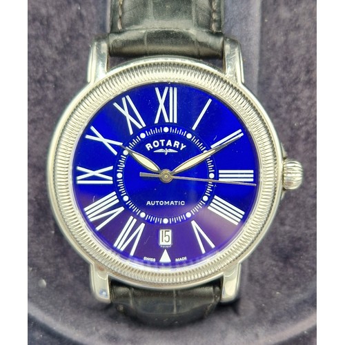 90 - A Rotary Elite Limited Edition Gentlemans wristwatch with blue dial with box and paperwork