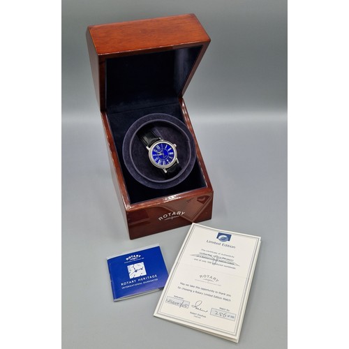 90 - A Rotary Elite Limited Edition Gentlemans wristwatch with blue dial with box and paperwork