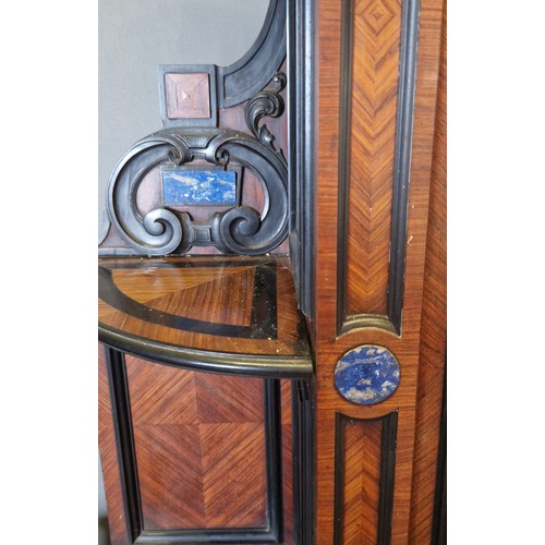 344 - A 19th Century French credenza cabinet, the glazed top inlaid with Lapis Lazuli panels above two fur... 