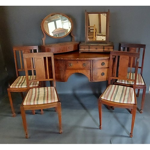 370 - A Mahogany Butlers Tray on Stand, together with an oval Sutherland table, a bow fronted sideboard, t... 