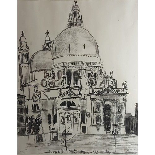 65 - Anthony Caro, Basilica Di Santa Maria Della Salute, Charcoal, signed and with presentation inscripti... 