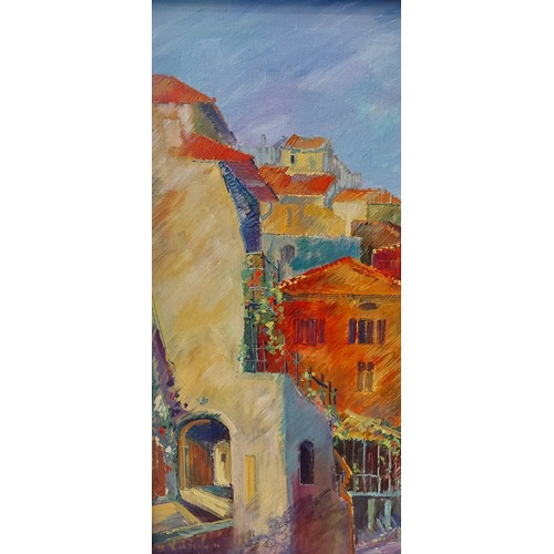 67 - Carolyn L Ross, Varenna, Lake Como, oil on canvas, 90cm by 60cm