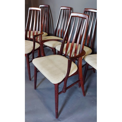 396 - Koefoeds Hornslet, a set of six Danish hardwood dining chairs comrising two arms and four singles, e... 