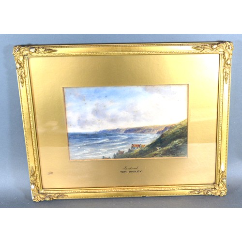 76 - Tom Dudley 'Sand Send Coastal Scene' watercolour, signed, 15 x 23 cms, together with two painting by... 