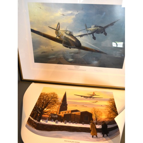 78 - After Robert Taylor 'Memorial Flight' signed by the pilots in pencil 43 x 60 cms together with anoth... 