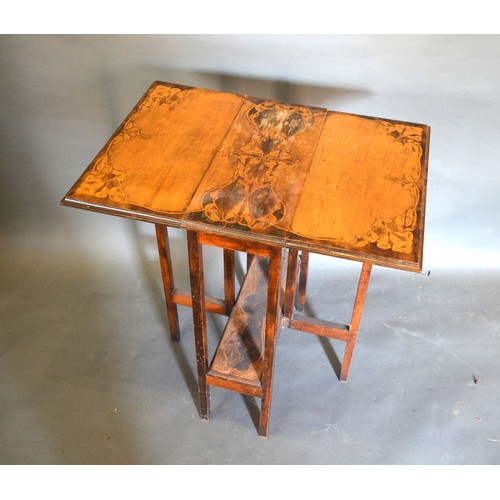 420 - An Edwardian Rosewood Marquetry Inlaid Two Tier Occasional Table, together with an art nouveau drop ... 