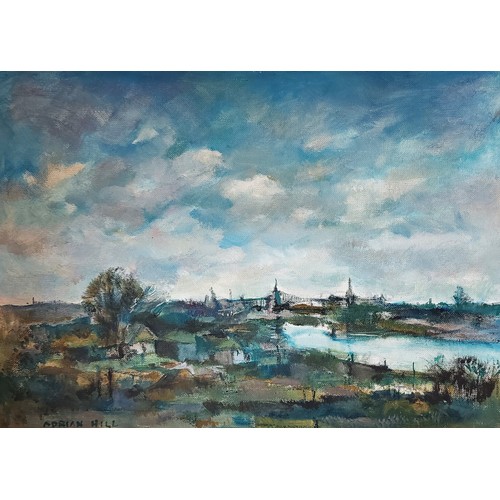 65 - Adrian Hill, The Thames at Hammersmith, oil on board, signed, 53cms x 75cms