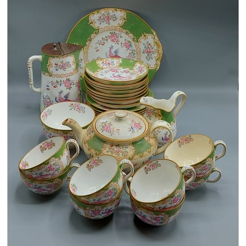 2 - A Mintons porcelain tea service, comprising teapot, cups and saucers