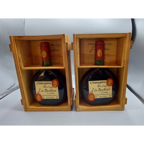 278 - Armagnac Hors D'age J. De Malliac two bottles within wooden cases