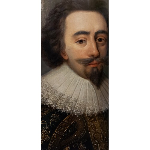 74 - 19th Century English school in the 17th Century style, portrait of Charles I wearing armour and with... 