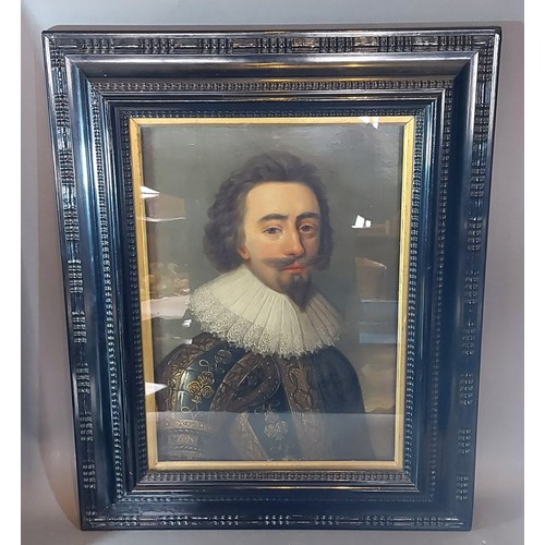 74 - 19th Century English school in the 17th Century style, portrait of Charles I wearing armour and with... 