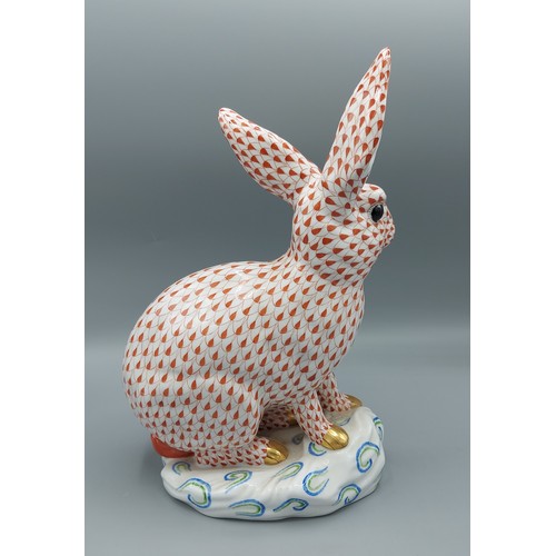 14 - A Herend large model in the form of a Hare decorated in the Imari palatte