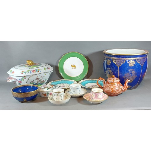 21 - A Booths jardiniere together with a collection of ceramics to include a Spode tureen and a Meissen c... 