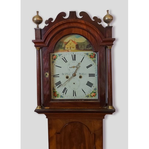 366 - A 19th century mahogany longcase clock, the painted dial inscribed W. Flint, Ashford with a subsidia... 