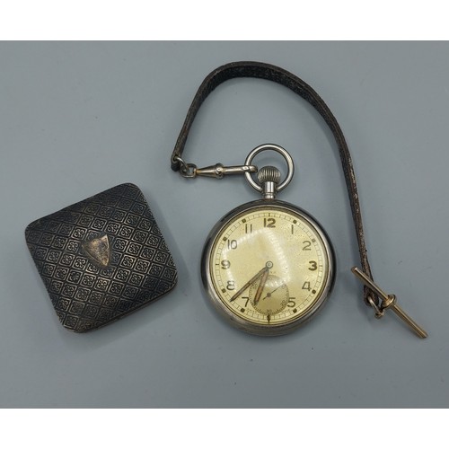 204 - A Doxa military G.S.T.P pocket watch, together with a small white metal box with engraved decoration