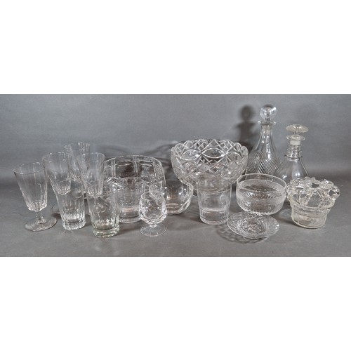 50 - Two cut glass decanters with stoppers together with a collection of glassware