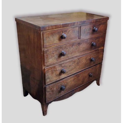 345 - A 19th Century mahogany straight front chest with two short and three long drawers raised upon outsw... 