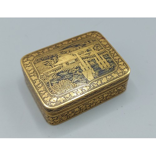 236 - A Japanese Niello box, the cover decorated with a landscape within a leaf border, character mark to ... 