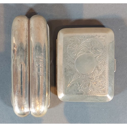 122 - A Birmingham silver double cigar holder together with a Birmingham silver cigarette case, 5ozs