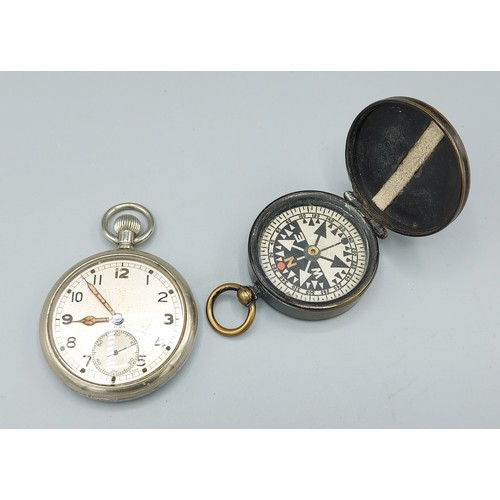 241 - A  W Gregory & Co Ltd brass cased compass, together with  a Doxa military pocket watch