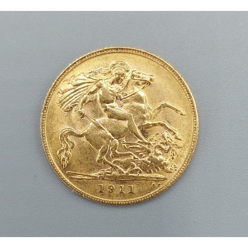 144 - A George V gold half sovereign dated 1911