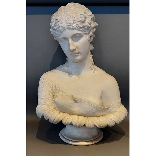 256 - A 19th Century plaster large bust of Clytie, 69cms tall