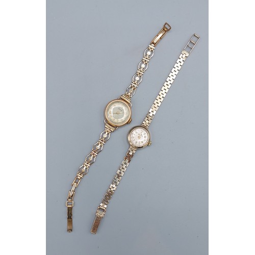 150 - A Record 9ct gold case ladies wristwatch with 9ct gold bracelet, 11.6gms excluding movement, togethe... 