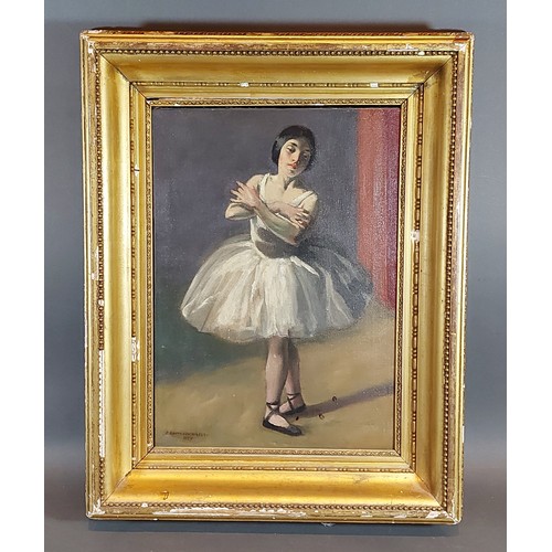 47 - Bernard Fleetwood Walker, study of a Ballerina, oil on canvas signed, 35cms x 25cms