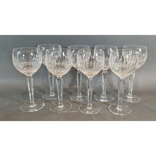 19 - A set of eight Waterford crystal Colleen pattern hock glasses, 18.5cm tall