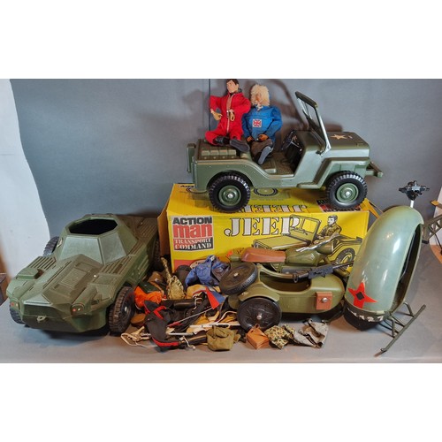 288 - A Palitoy Action Man Jeep in original box, together with other Action Man vehicles, two figures and ... 